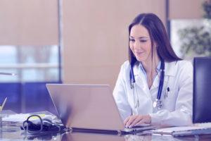 Female Doctor Working Online in Consultation