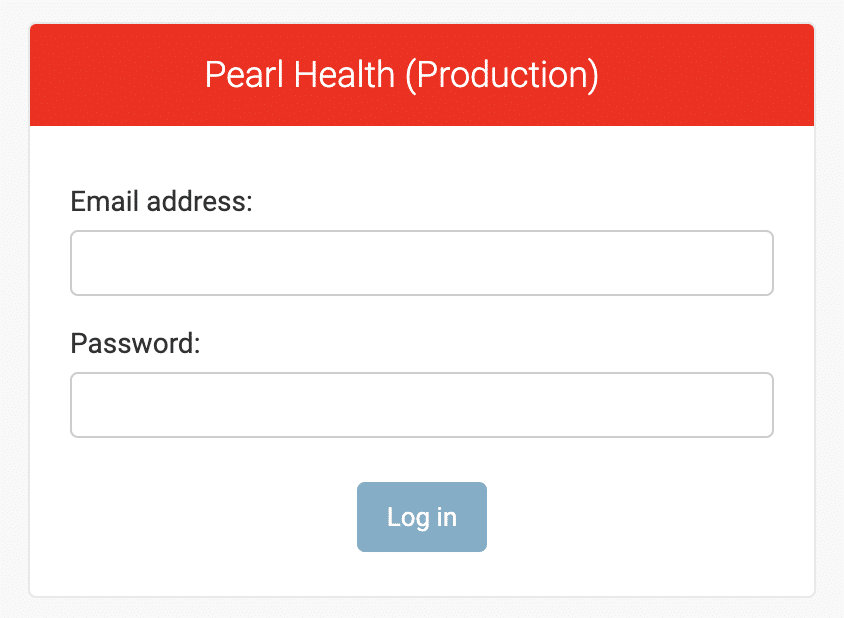 Pearl Health Production Login Color Scheme