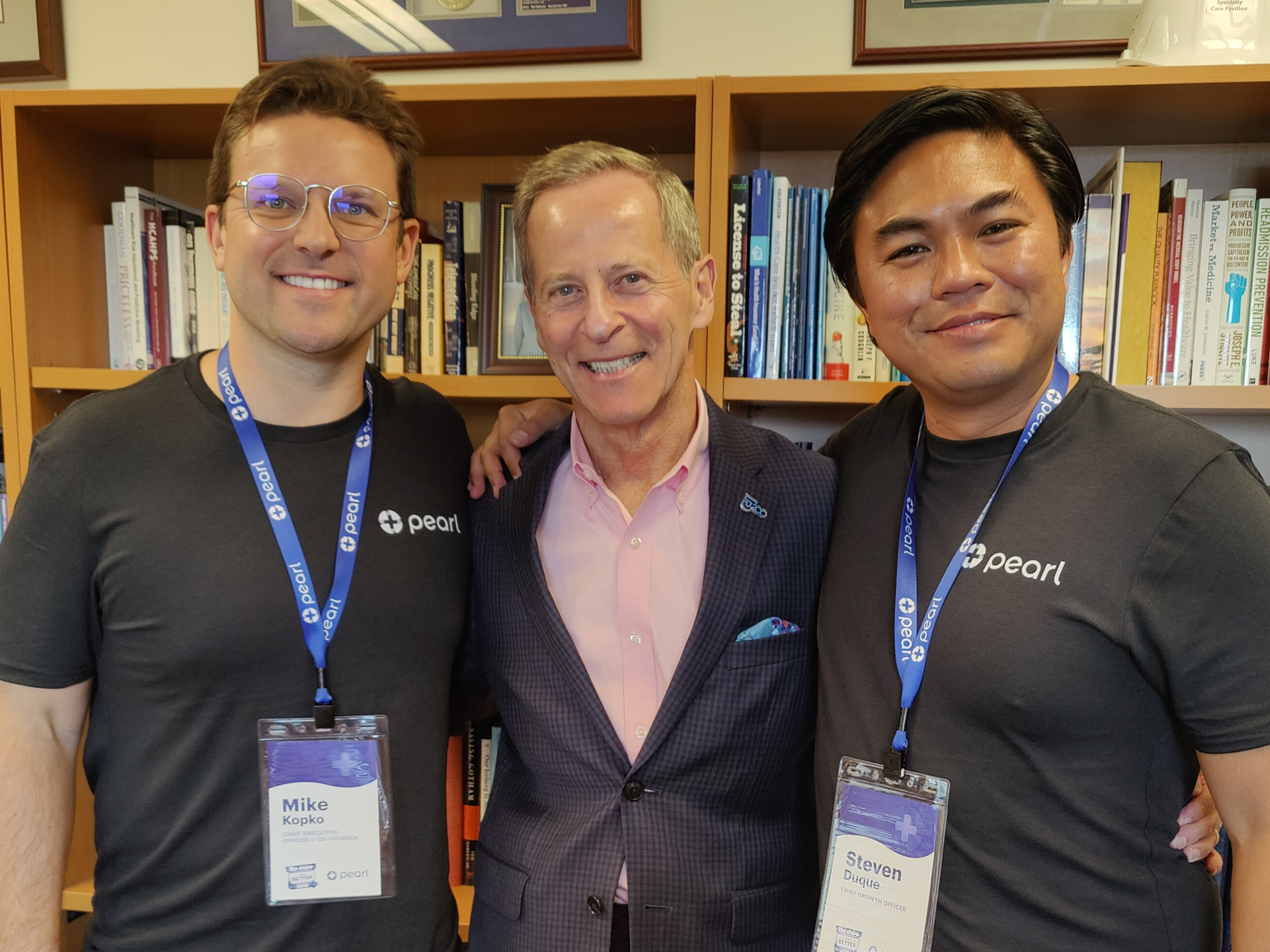 Michael Kopko, CEO at Pearl; Dr. David B. Nash, Founding Dean Emeritus at Jefferson College of Population Health; and Steven Duque, Chief Growth Officer at Pearl — Philadelphia, PA